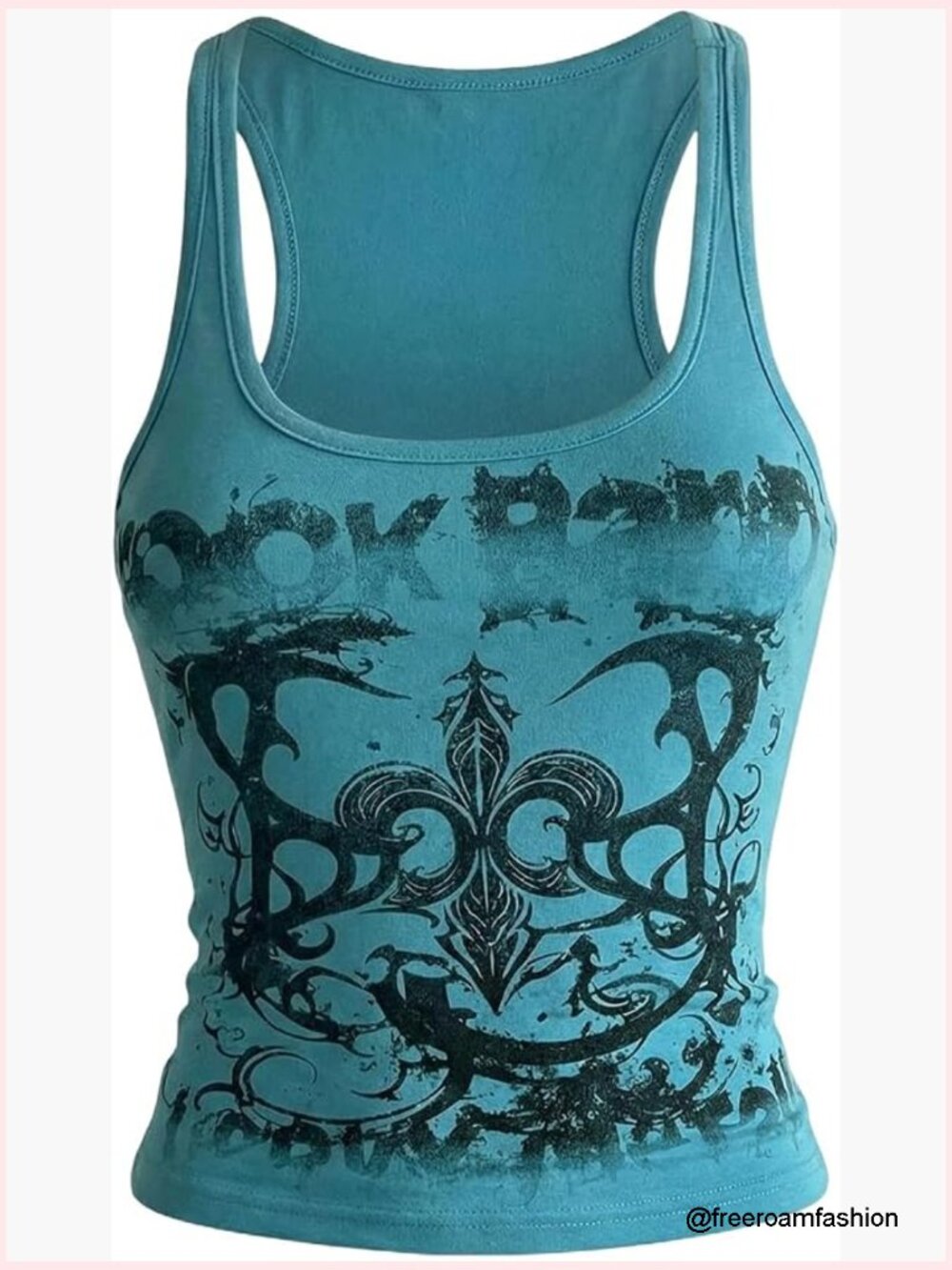 Gothic Graphic Tank Top Sleeveless Scoop Neck Fitted Cotton Blend